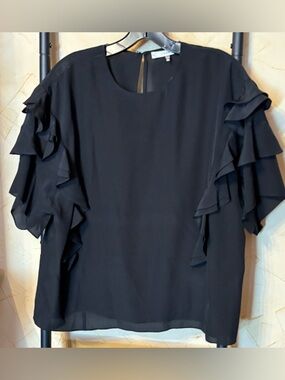 Frame Black Ruffle Sleeve Women's Top Size M